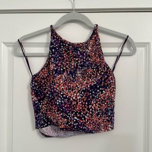 Aeropostale Purple Floral Halter Crop Top Size Large